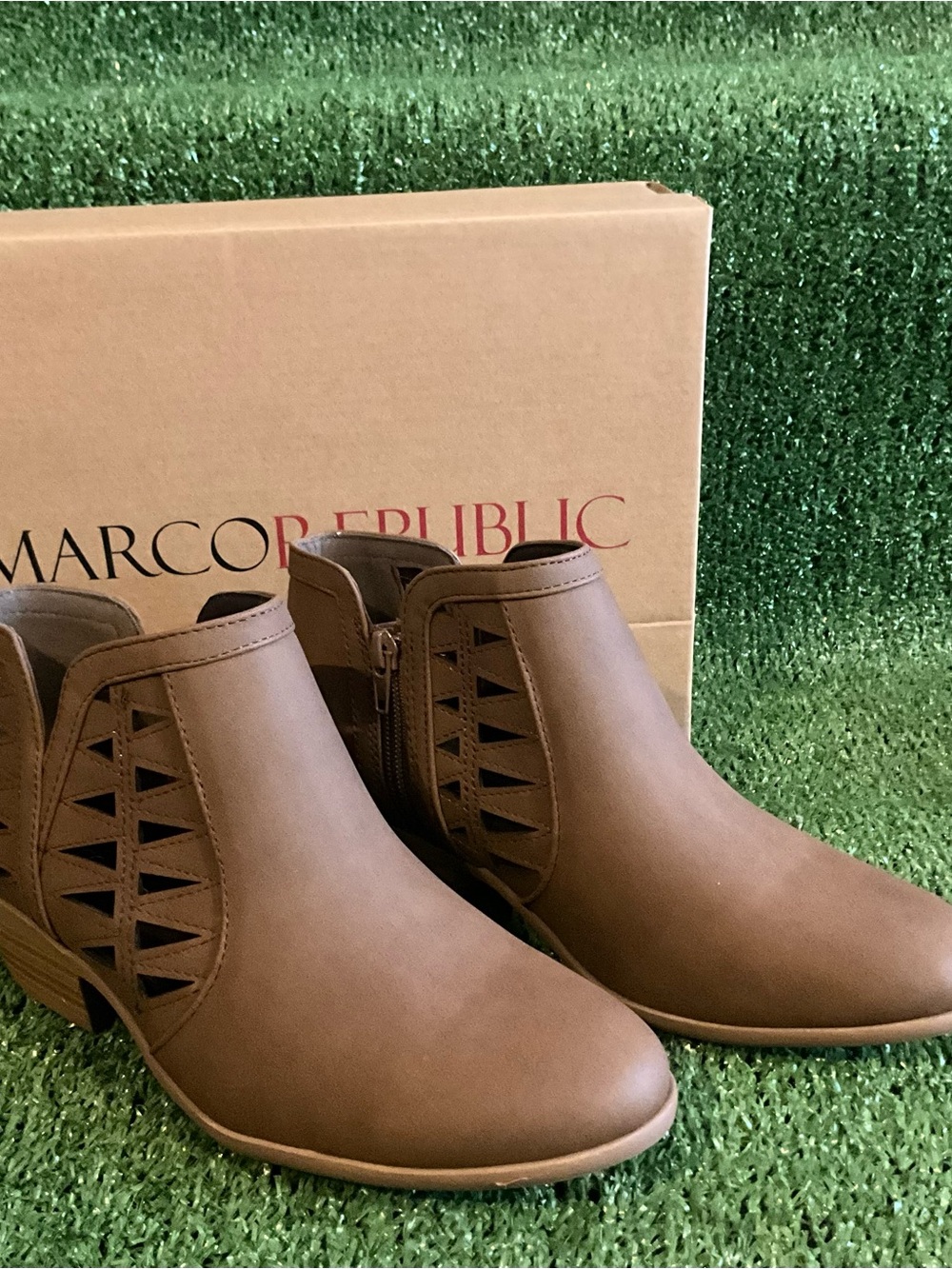 Marc Republic Brown Cutout Ankle Booties